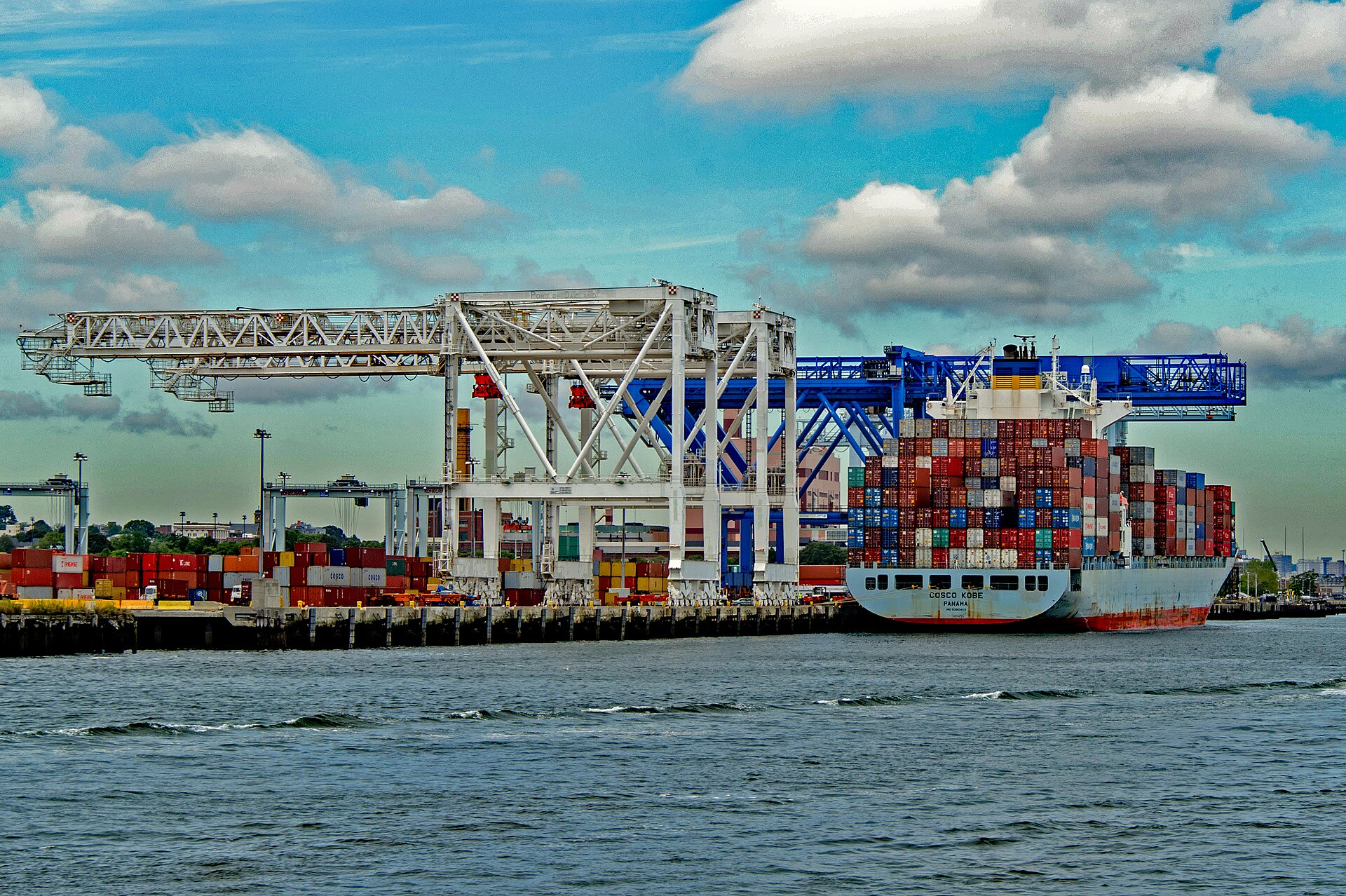 Container ship at the terminal